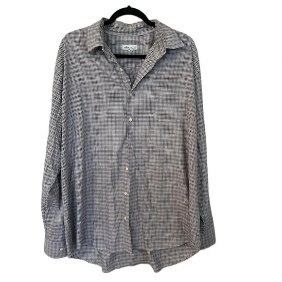Peter Millar Men’s Long Sleeve Blue Plaid Button Down Shirt w/ Pocket Sz XXL GUC - Picture 1 of 8